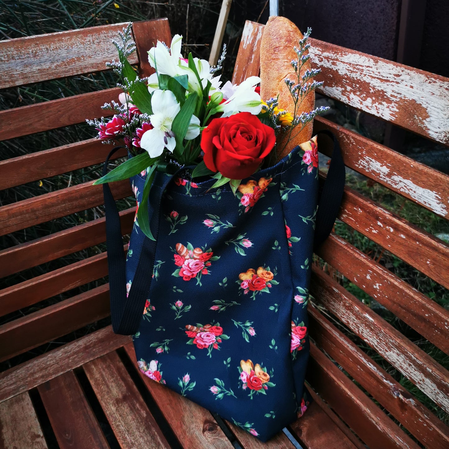 Bread & Roses Pattern Tote Bag