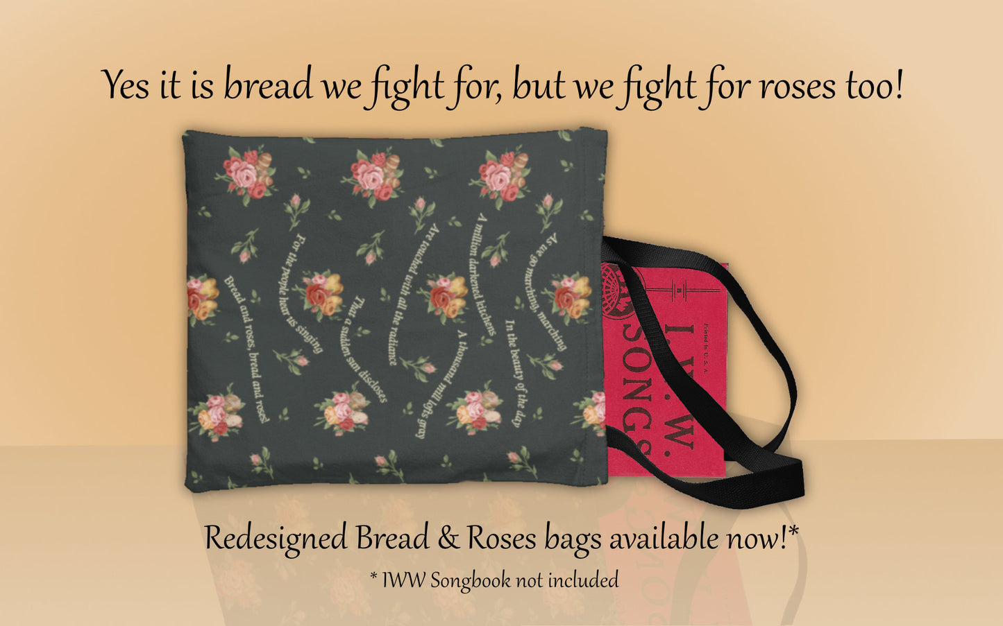 Bread & Roses Pattern Tote Bag